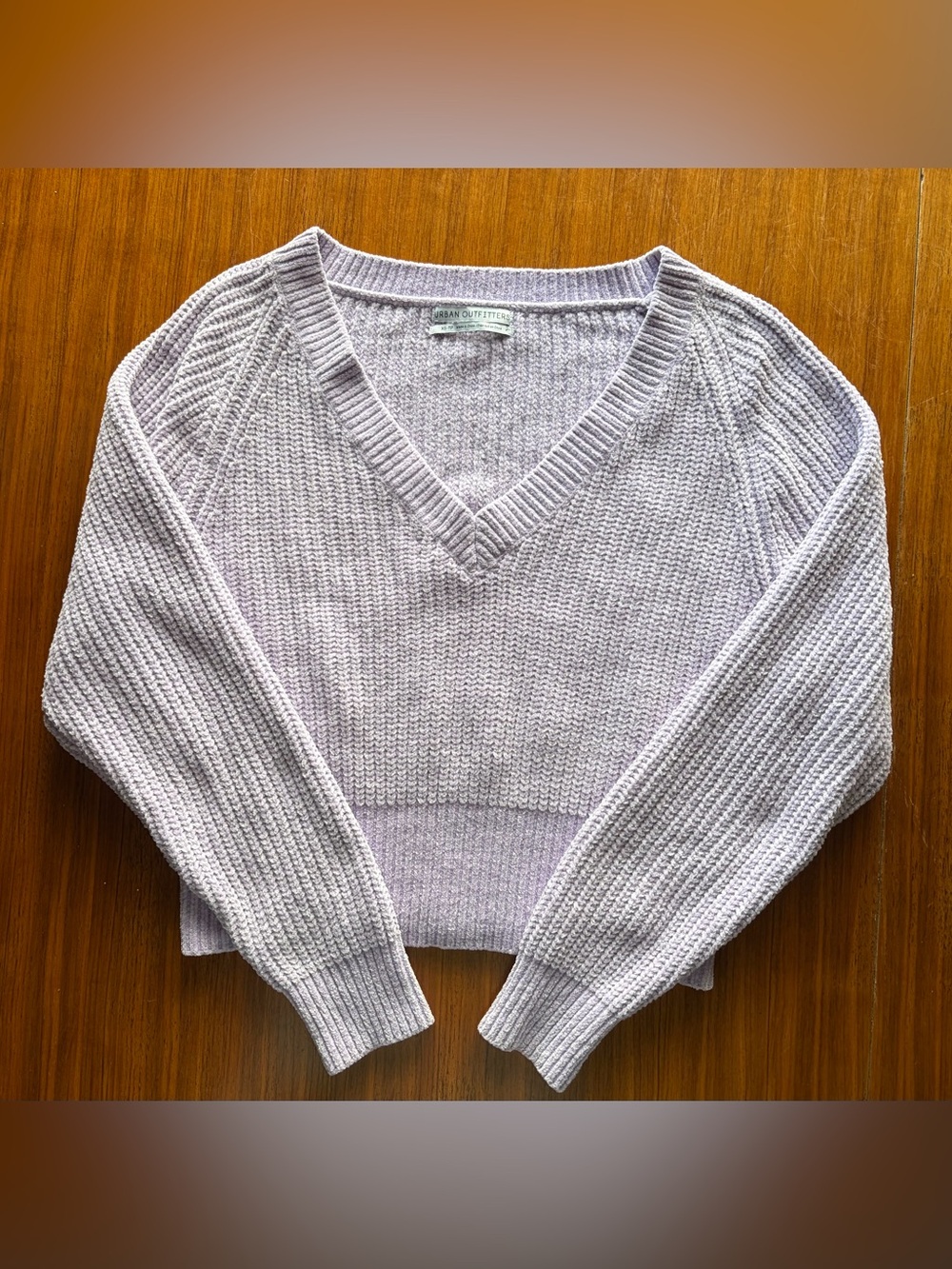Urban Outfitters Light Lavender Woman’s V-Neck Cropped Soft Sweater Size XS - Picture 8 of 15
